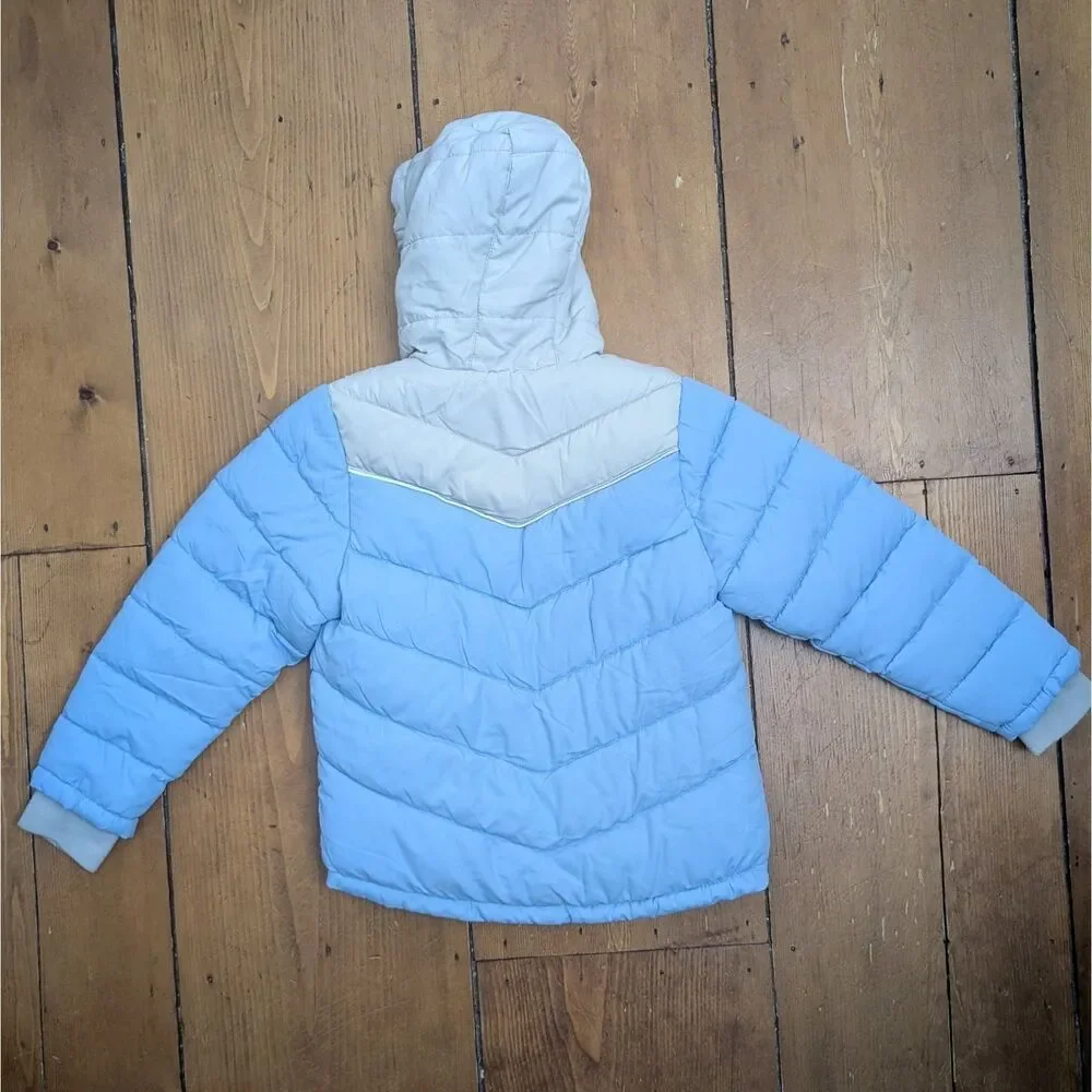 Eddie Bauer Girls Faux Shearling Lined Puffer Jacket Blue Bell Size 6 NWOT